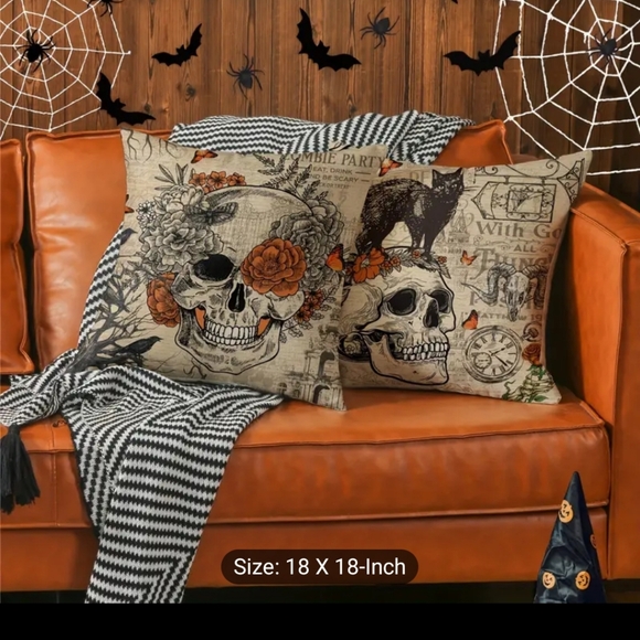 Gothic, Spooky, Halloween Canvas Pillow Covers/Cases Zip Close 18 x … - Picture 1 of 6